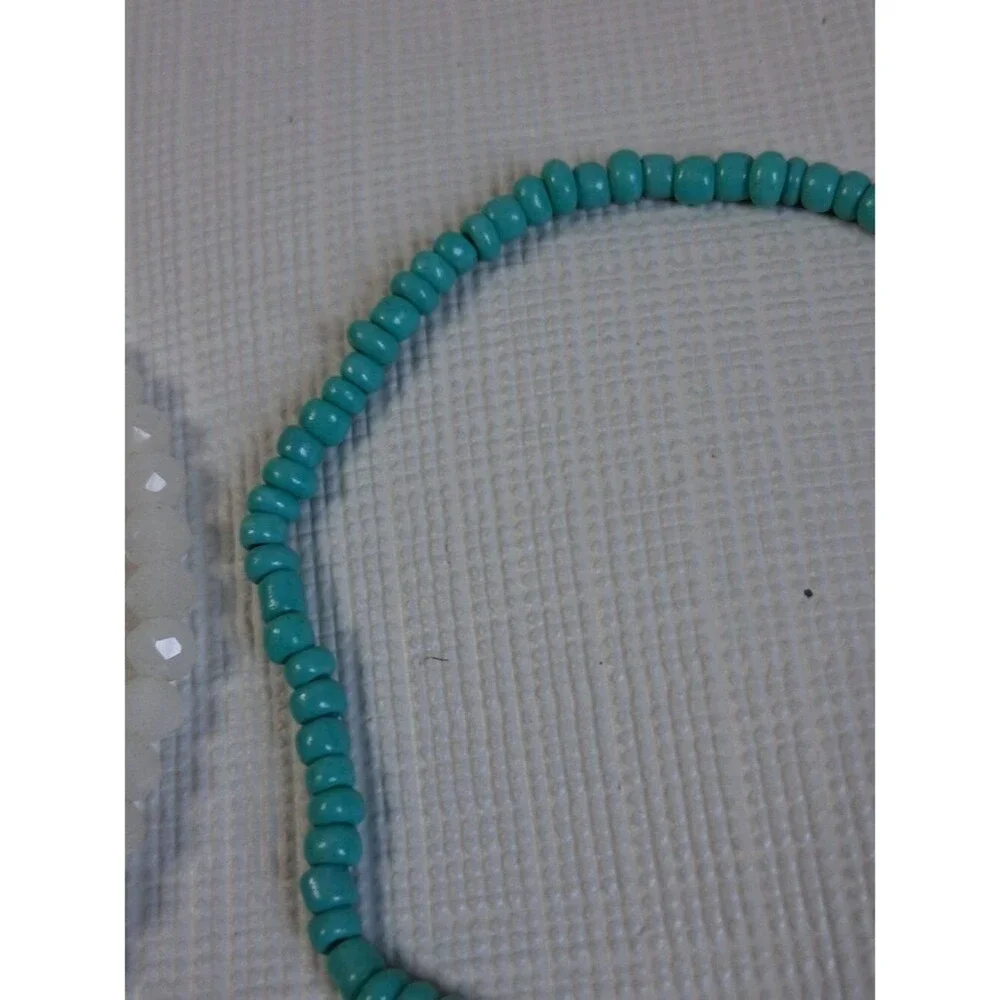 Bundle Set of 5 Turquoise Blue Assorted Beads Statement Stretch Style Bracelets